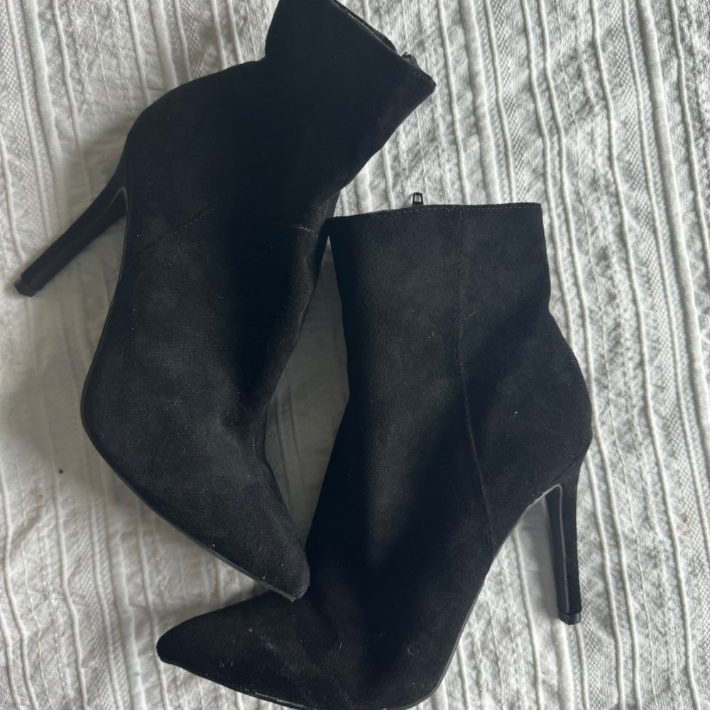 Faux Suede Pointed Stiletto Booties